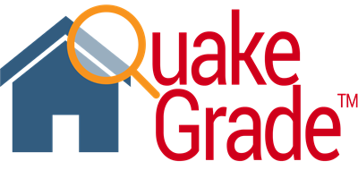 Image: QuakeGrade™ logo, vertical format. QuakeGrade™ is a new online tool from the California Earthquake Authority that helps home inspection specialists evaluate a house’s vulnerability to earthquake damage.