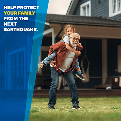 Image: Grandpa in front yard with granddaughter