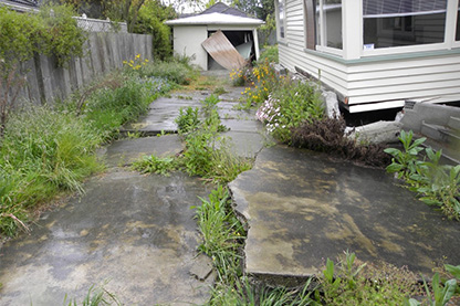 Image: Liquefied soil loses its density and ultimately the ability to support roads, buried pipes, and, of course, houses.